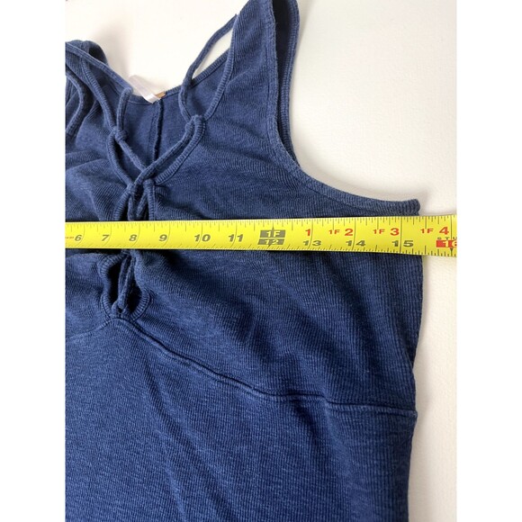 Free People ‘Emmy Lou’ Blue Ribbed Lace Up Tank Top Large - Picture 10 of 14